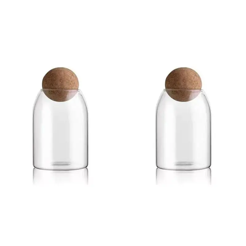 

【ФЛЕШОЕ ПРЕДЛОЖЕНИЕ】2 прозрачные стеклянные бутылки, стеклянные контейнеры для хранения продуктов питания с герметичной круглой пробкой, для конфет, гаек, специй, 9 х 15 см