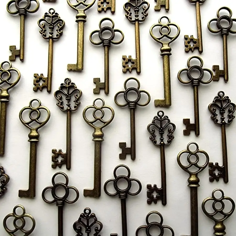 1/5/10/20/50/100pcs Mixed Set Of s Large Skeleton Keys Funny Positive Mini Items Daughters Friends For Father Halloween, Christm