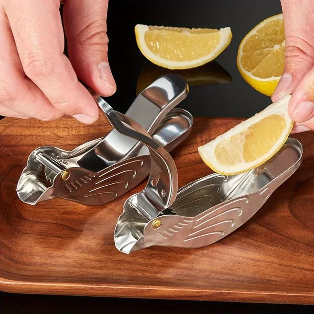 2PCS Manual Lemon Juicer Bird-ShapedLime Squeezer Portable Stainless Steel Fruit Juicer Lemon Sugar Cane Juice Squeezer Gadget