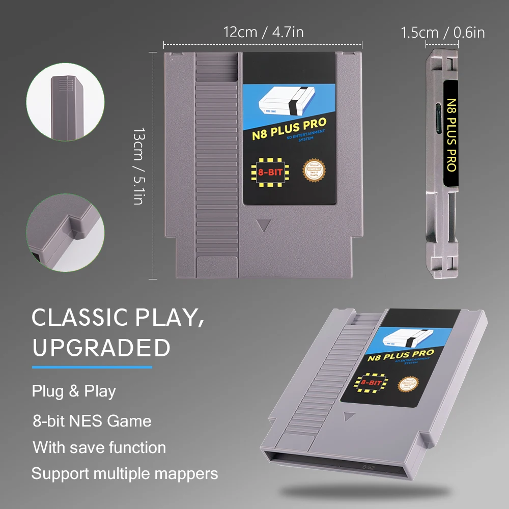 Karta Flash 1000 w 1 N8 PLUS z kartą Micro SD 8GB do konsoli NES 8-bit, Plug and Play, kartridż z grami do Nintendo, kolekcjonerski. — zdjęcie produktu 2