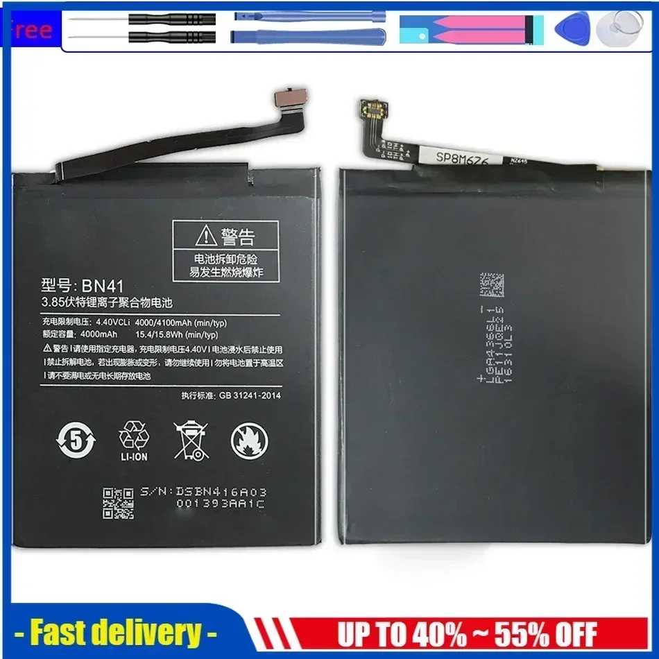 BN41 BN43 Phone Battery For Xiaomi Redmi Note 4 MTK Helio X20 / For Redmi Note 4X Pro 4G+64G  4X 3G+32G  4 Global Version Snap