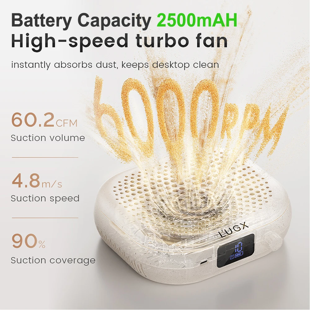 Mini Turbo Nail Dust Collector Portable Nail Dust Machine with Magnetic Stand Speed Adjustable Vacuum Cleaner Lower Noise