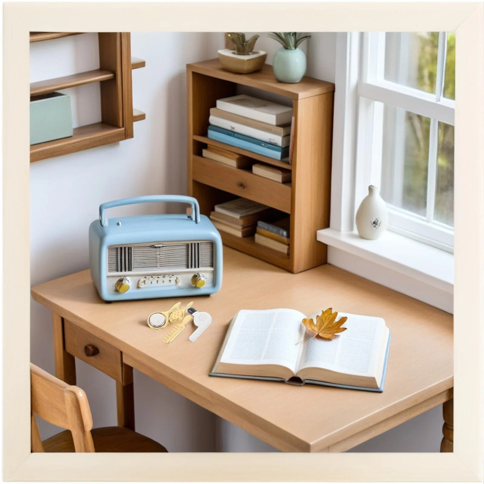 8 قطع من ملحقات مجفف الشعر وأثاث بيت الدمى وفرشاة مشهد الحمام الصغيرة #2