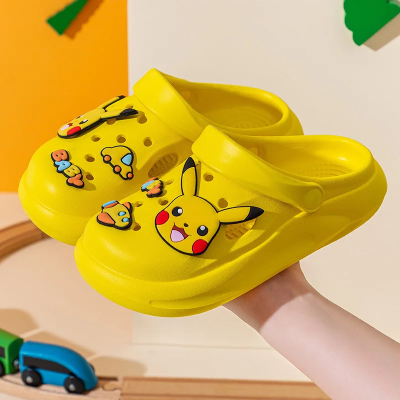 Cartoon Pokemon Anime Shoes Pikachu Jigglypuff Charmander Snorlax Kawaii Summer Home Slippers Beach Sandals Kids Cute Gift