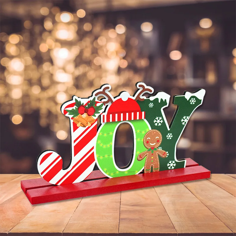 

1pcs Wooden Ornament Xmas Happy Decoration Party Supplies Christmas Gift Party Decoration Christmas English Alphabet Decoration