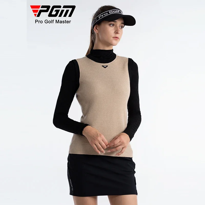 Pgm Comfortable High-end Women Knitted Vest Autumn Spring Trendy Golf Sweater Elastic Slim Tops Round Neck Shirts Sportswear