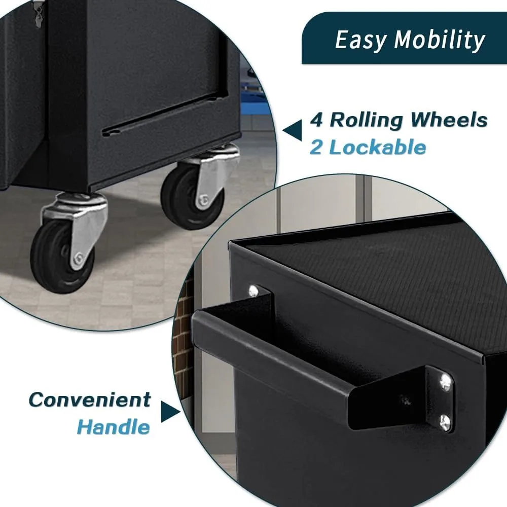 صندوق أدوات دوار مكون من 13 درجًا مع أبواب مزدوجة وصندوق أدوات كبير قابل للفصل لتخزين الميكانيكي