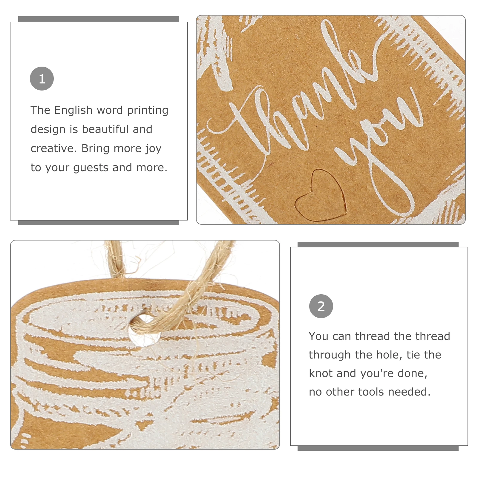 

100 set Blank Kraft Paper Tags for DIY Gift Decoration with Hanging Holes Writable Labels Valentine Wedding Party Christmas