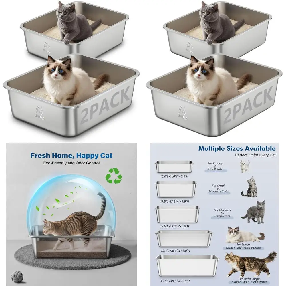 

Высококачественный лоток для кошек из нержавеющей стали, 17,6 x 13,6 x 6 дюймов, идеально подходит для маленьких кошек, с антипригарным покрытием, легко чистится, без запаха.