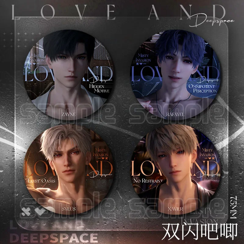 

Love And Deepspace 75mm Badge Tinplate Brooch Bag Pin Zayne Xarier Sylus Rafayel Double Flash Backpack Decoration Jewelry Gift