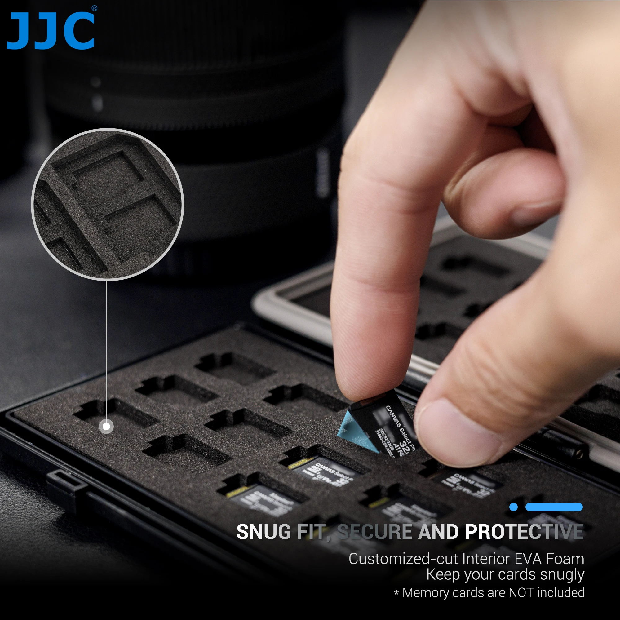 JJC Waterproof Memory Card Case Holder Container SD/MicroSD/Micro SD/TF/CF/CF Type A/XQD/SSD Storage Box Memory Card Accessories