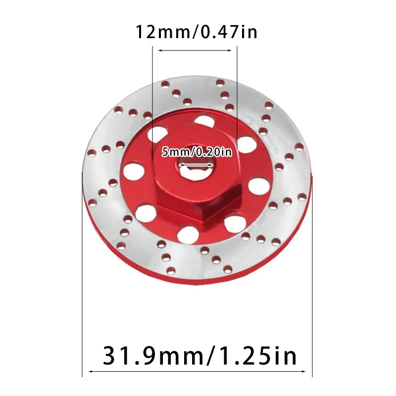 B05C-For 1/12 1/14 1/16 On-Road RC Car Compatible 4PCS Wheel Hub Connector Hex Adapter 12Mm Metal Brake Disc Simulated Brake Sys
