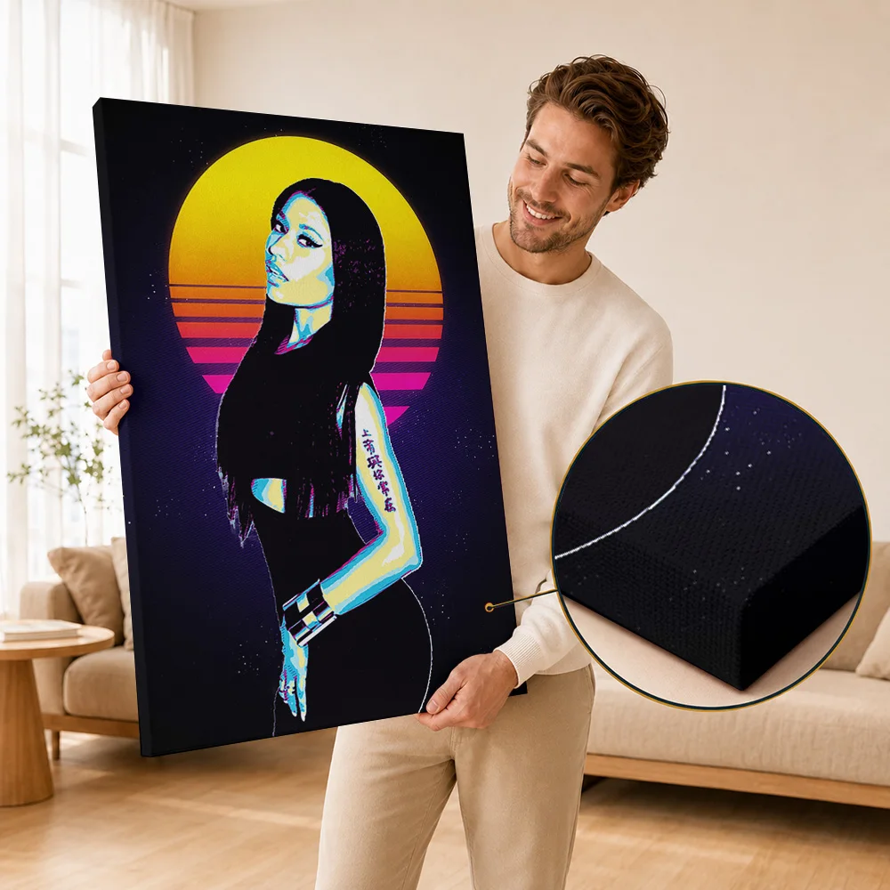 Nicki Minaj Framed Canvas Poster Personalized Photo Urban Hip Hop Tribute Style Canvas Wall Art For Game Room Collector Gift