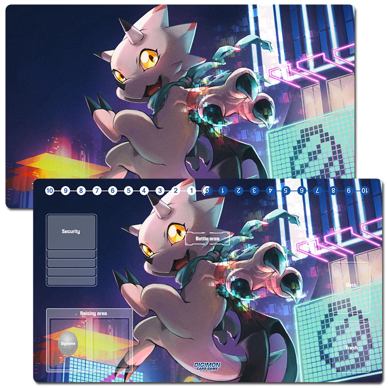 

Digimon Duel Playmat Gammamon Trading Card Game Mat DTCG CCG Коврик для мыши Коврик для мыши Настольный игровой игровой коврик Бесплатная сумка
