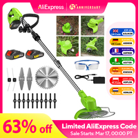 21V Cordless Strimmer, Telescopic Lightweight Grass Trimmer with 5xMetal Blades & 10xPlastic Blades, 2 x 2000mAh Batteries