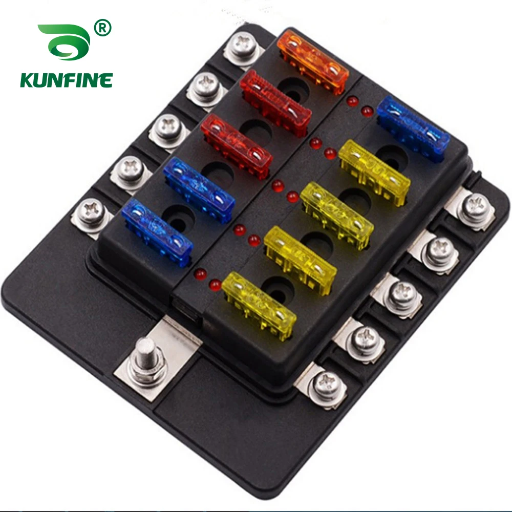 

Fuse Box Holder Screw 10 Way with LED Indicator 100A Fuse Block PBT Waterproof Dustproof For Car Off-road RV Bus Yacht Boat