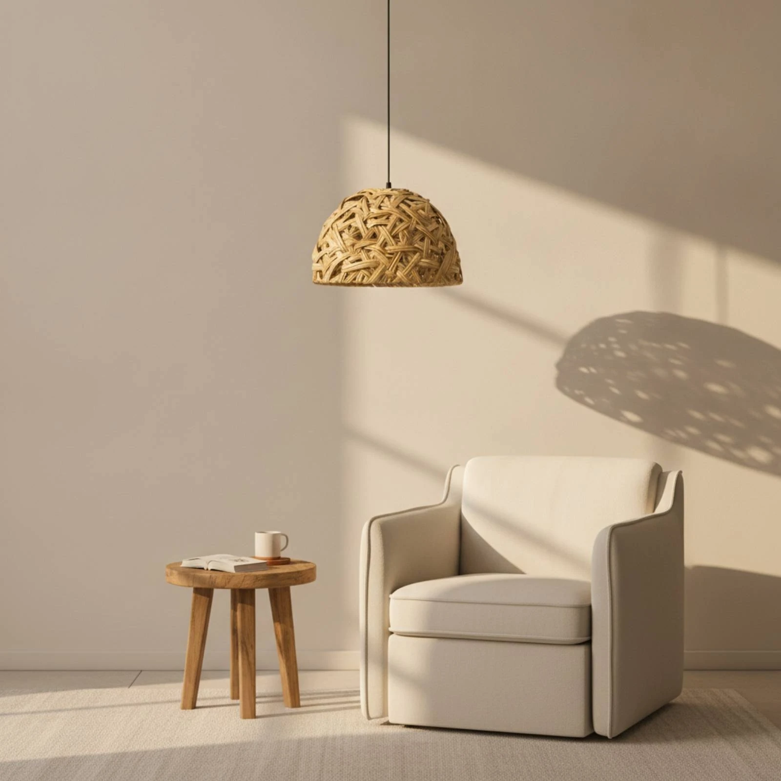 Faux-Rattan Lampshade Open-Weave Woven Lampshade Pendant Lamp Shade Boho Rattan Lamp Shade Rustic for Homeowners, Dining Room
