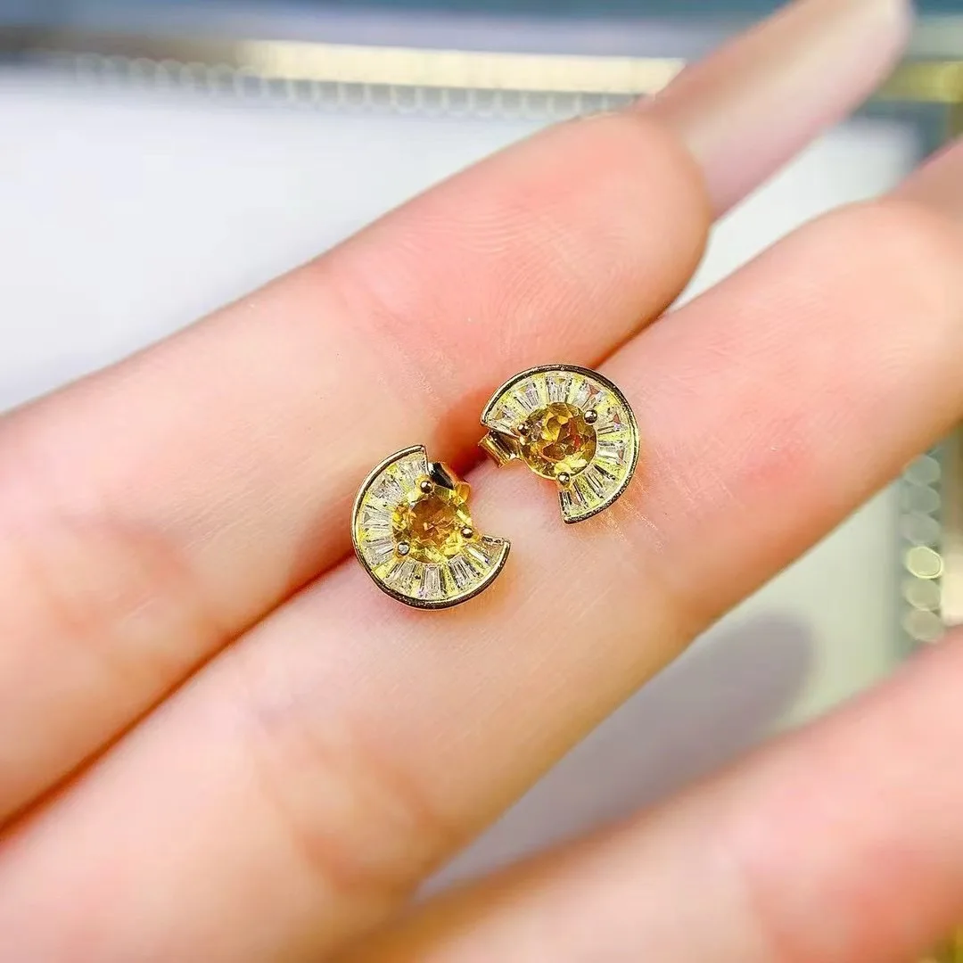 

KJJEAXCMY High End Women's Earrings Natural Citrine S925 Silver with Electroplating Boasting High Clarity Full Brilliance