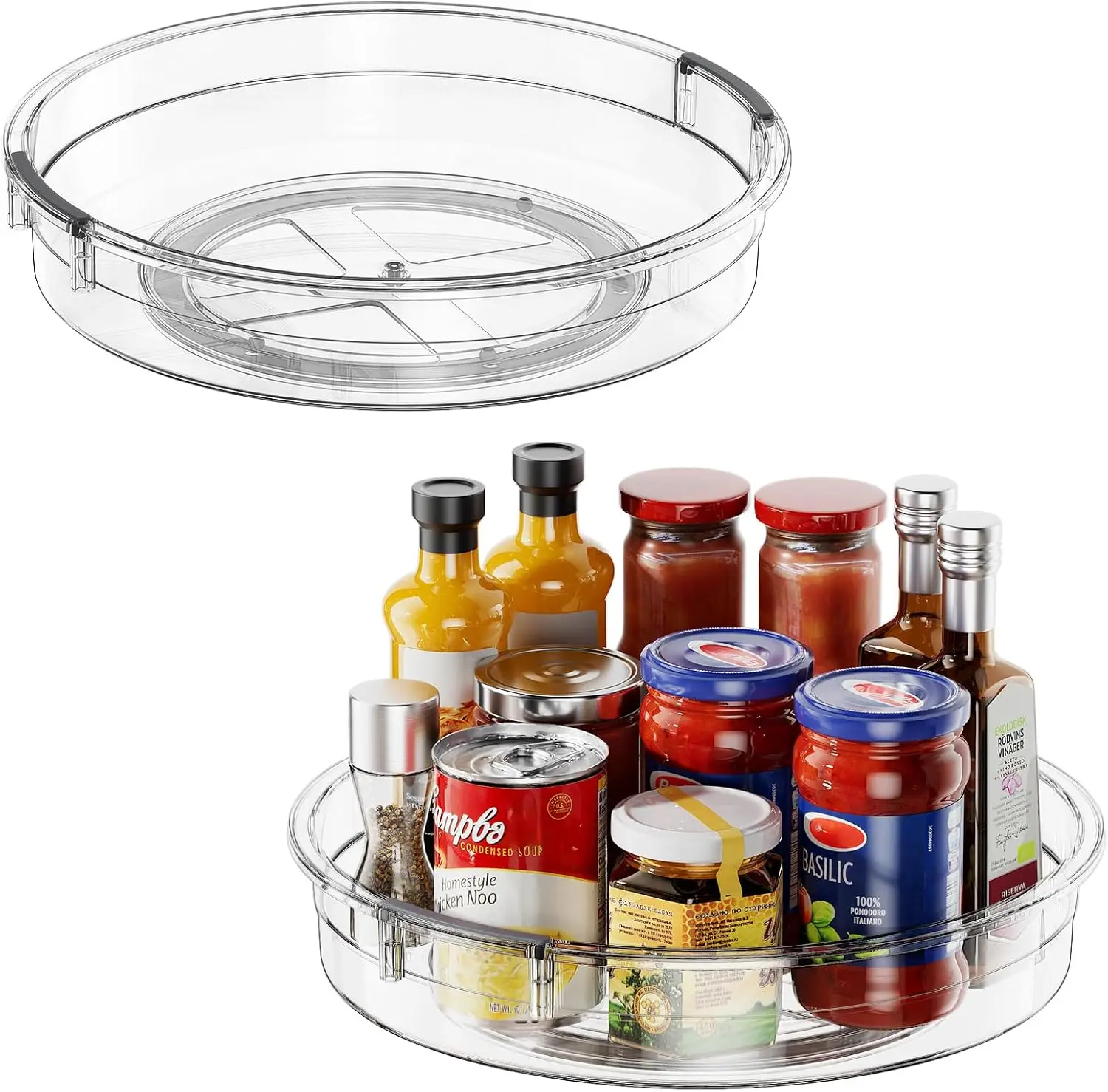 

2-Pack 12-Inch Lazy Susan Turntable with High Edges for Kitchen, Pantry, Cabinet - Easy Access and Secure Storage