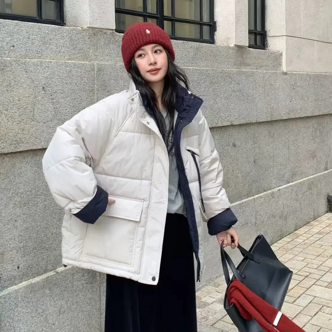 

Winter Fashion New Women's Oversized Down Cotton Jacket Commuter Windproof Stand Up Collar Casual Jacket