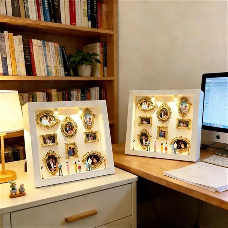 

DIY Mini Photo Frame Box Romantic LED Shadow Kit Handmade Paper Art For Couples Valentines Day Table Centerpiece Gift