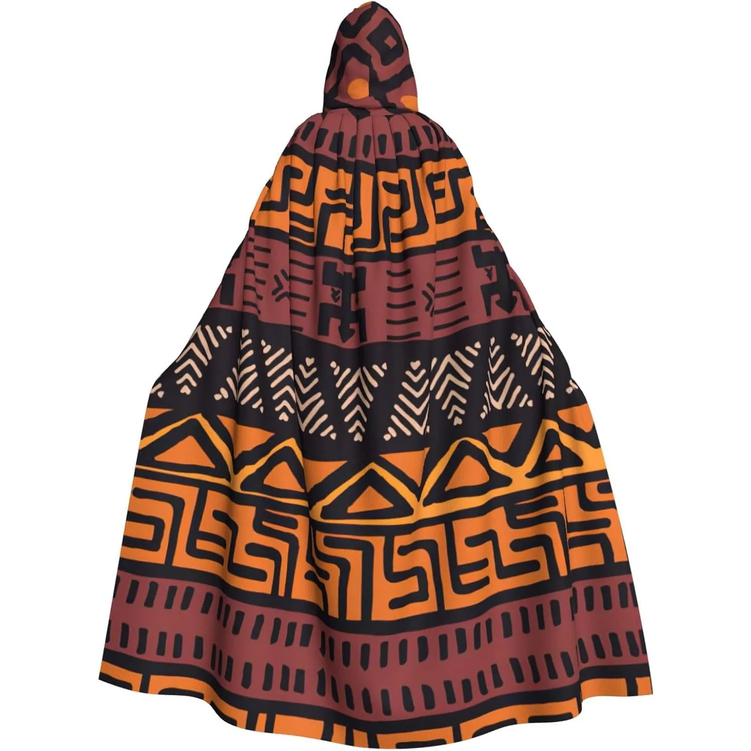 

African Mud Cloth Tribal print Adult Hooded Cape Carnival Festival Cape Cosplay Robe Costume party Gothic Carnival