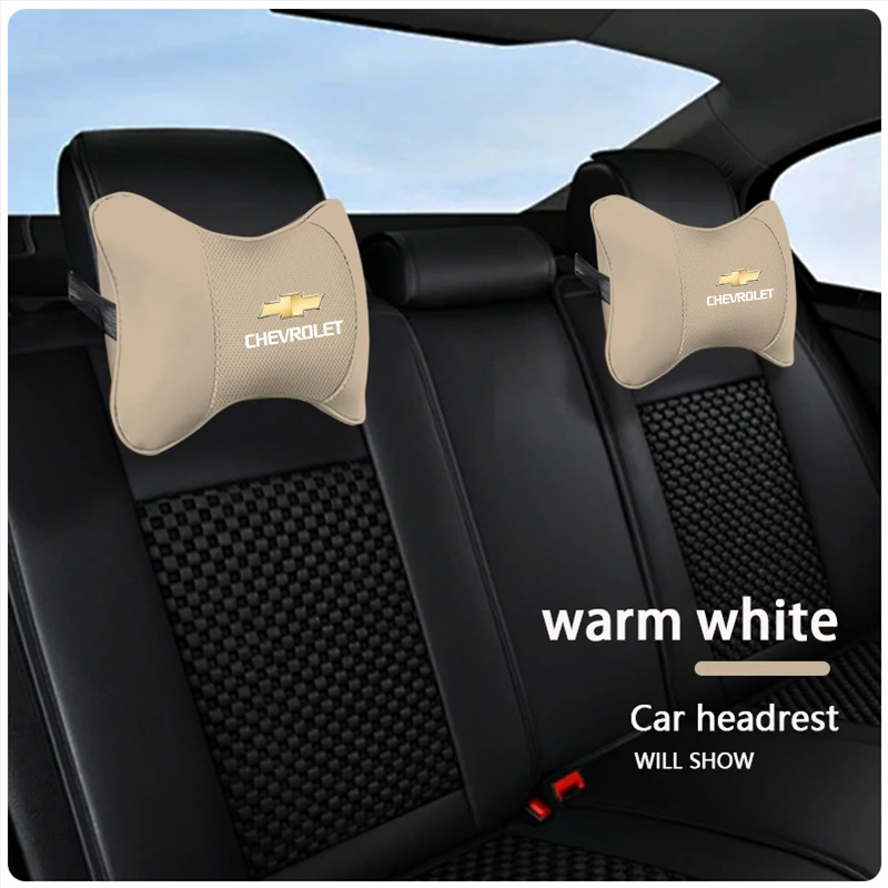 Leather Car Seat Headrest Memory Foam Comfort Neck Pillow Auto Interior For Chevrolet Orlando kalos SS Equinox Tahoe Bolt Impala