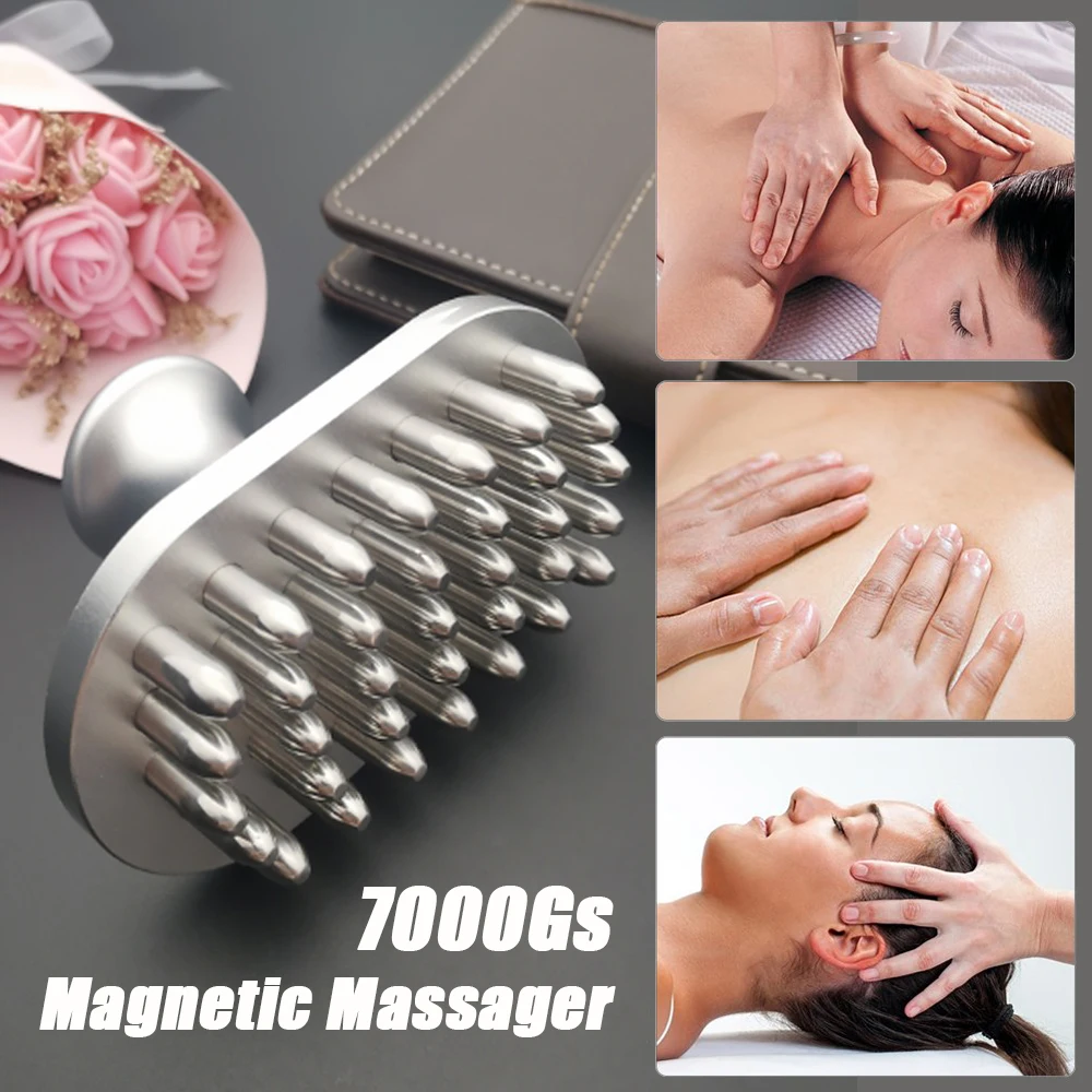 

Магнитная массажная расческа 7000Gs Gua sha, точечный массажер триггерной точки, антицеллюлитный массажер для похудения, магнитотерапия, кислотный разряд