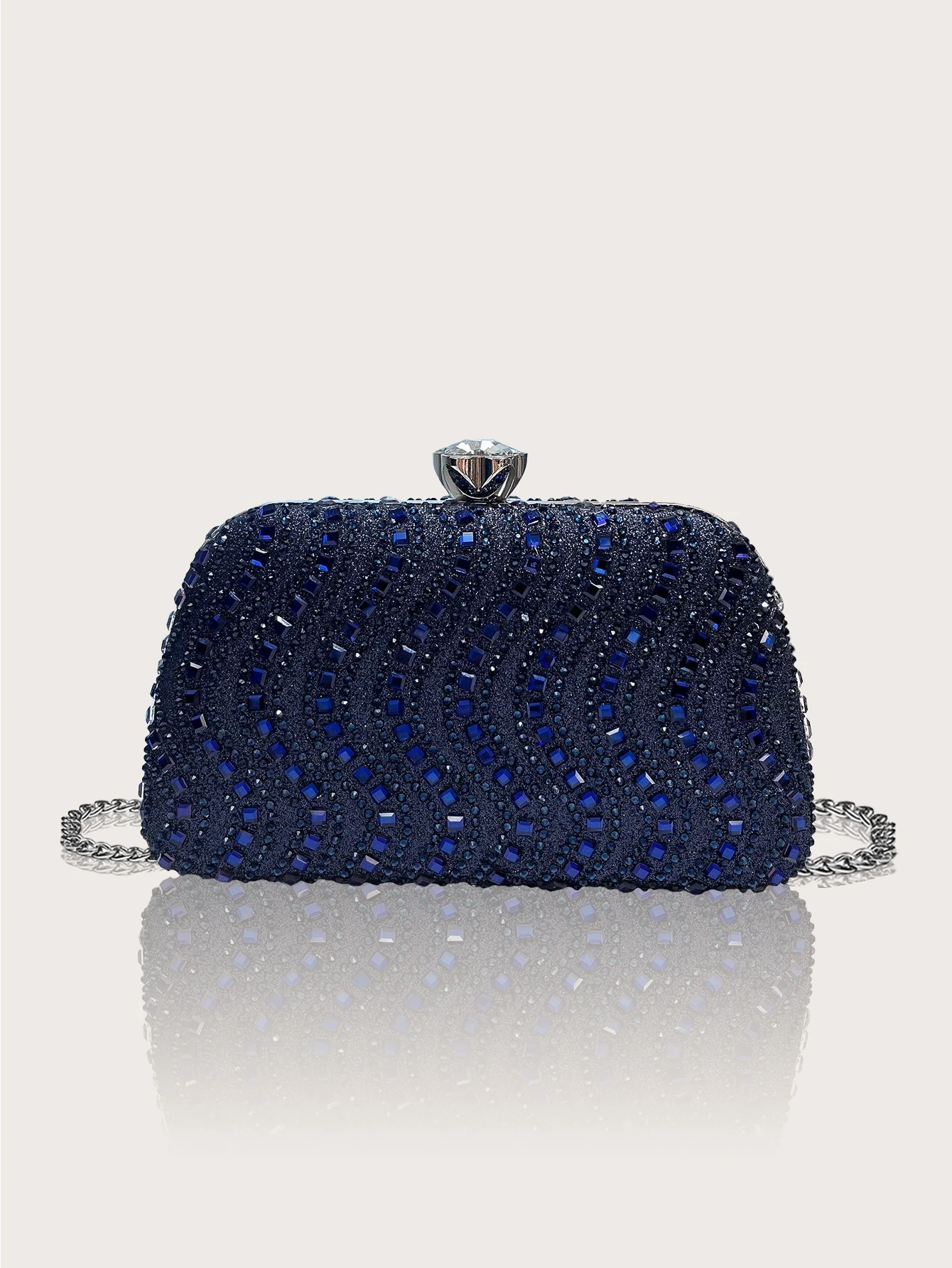 حقيبة صندوق مزخرفة من حجر الراين اللامع وحقيبة كلاتش، حقيبة سهرة نسائية رائعة وساحرة بألوان نقية، حقيبة سهرة نسائية أنيقة ومكررة، مع قلادة رائعة وأقراط وفساتين الزفاف، ومثالية للحفلات والفساتين والفساتين الضيقة #2