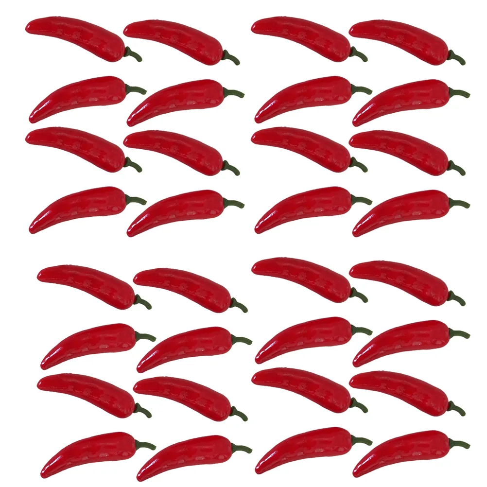 

60pcs Chili Pepper False Props Artificial Mini Peppers Decor Red 6cm Home Montessori Toys