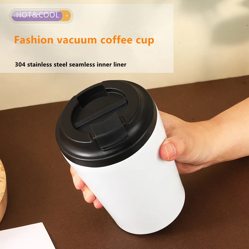 350ML Creative 304 Stainless Steel Travel Mug Coffee Mug Double Wall Vacuum Insulated Tumbler Wide Mouth Tea Cup with Lid