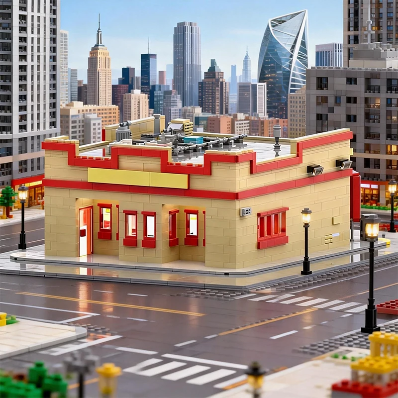 1955 PCS Bouw Los Pollos Hermanos MOC Aanpasbaar Modulair Bouwsteenmodel Technologie Creatief DIY Festival Speelgoed Cadeau