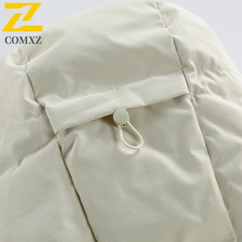 COMXZ Men Parker Coat Fleece Lined Thickened Ski Travel Warm Loose Hiking Cotton Padded Jacket Windproof Street Puffer Jacket