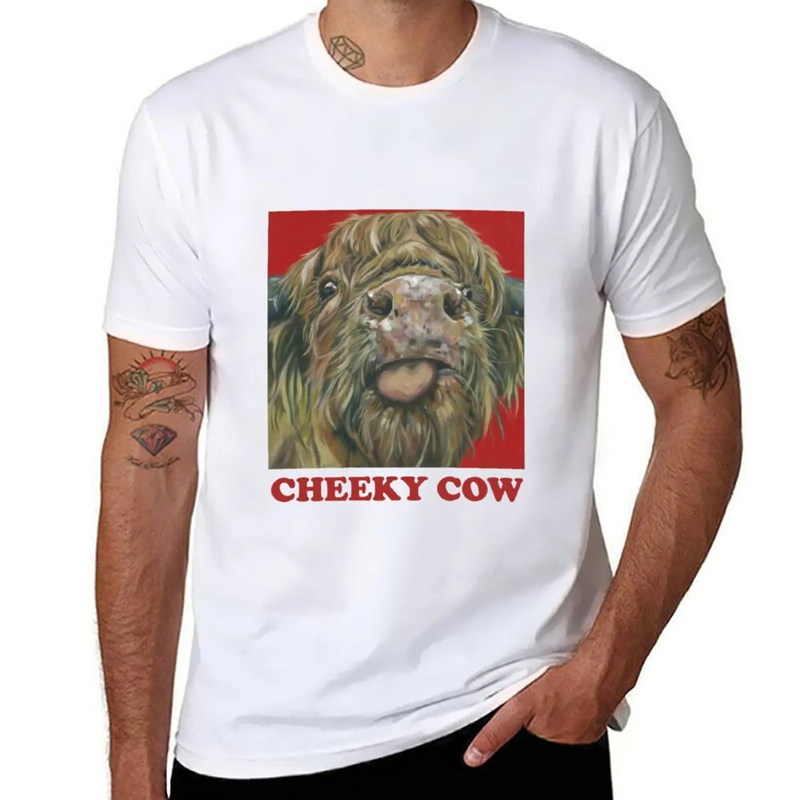 Cheeky Cow. Highland cow, Hairy Heilan Scottish coo art by award-winning UK artist Sam Fenner T-Shirt anime tshirt T-Shirt
