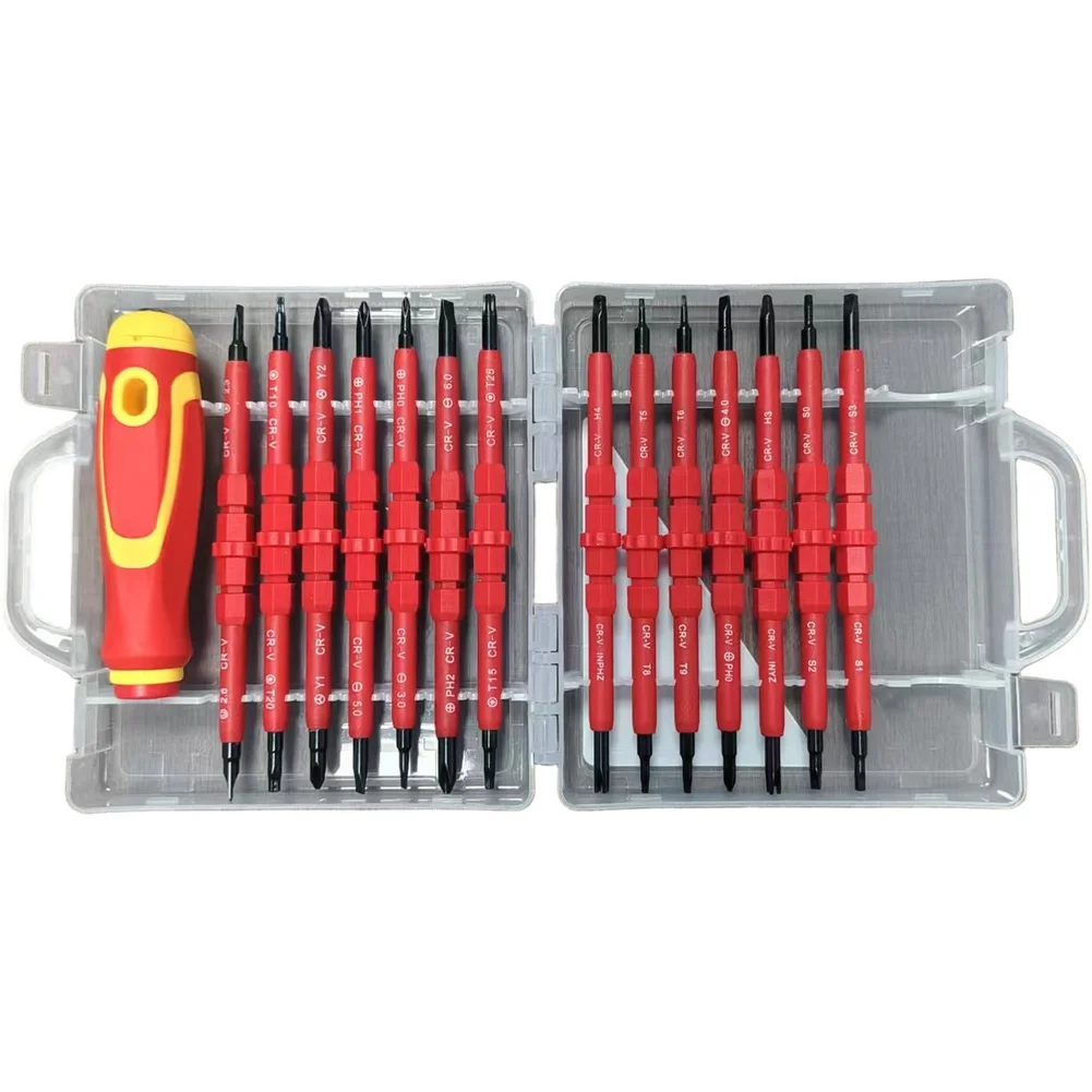 

Изолированный набор отверток для электрика 28 в 1, набор инструментов для магнитной отвертки, сменные отвертки с отвертками, инструмент