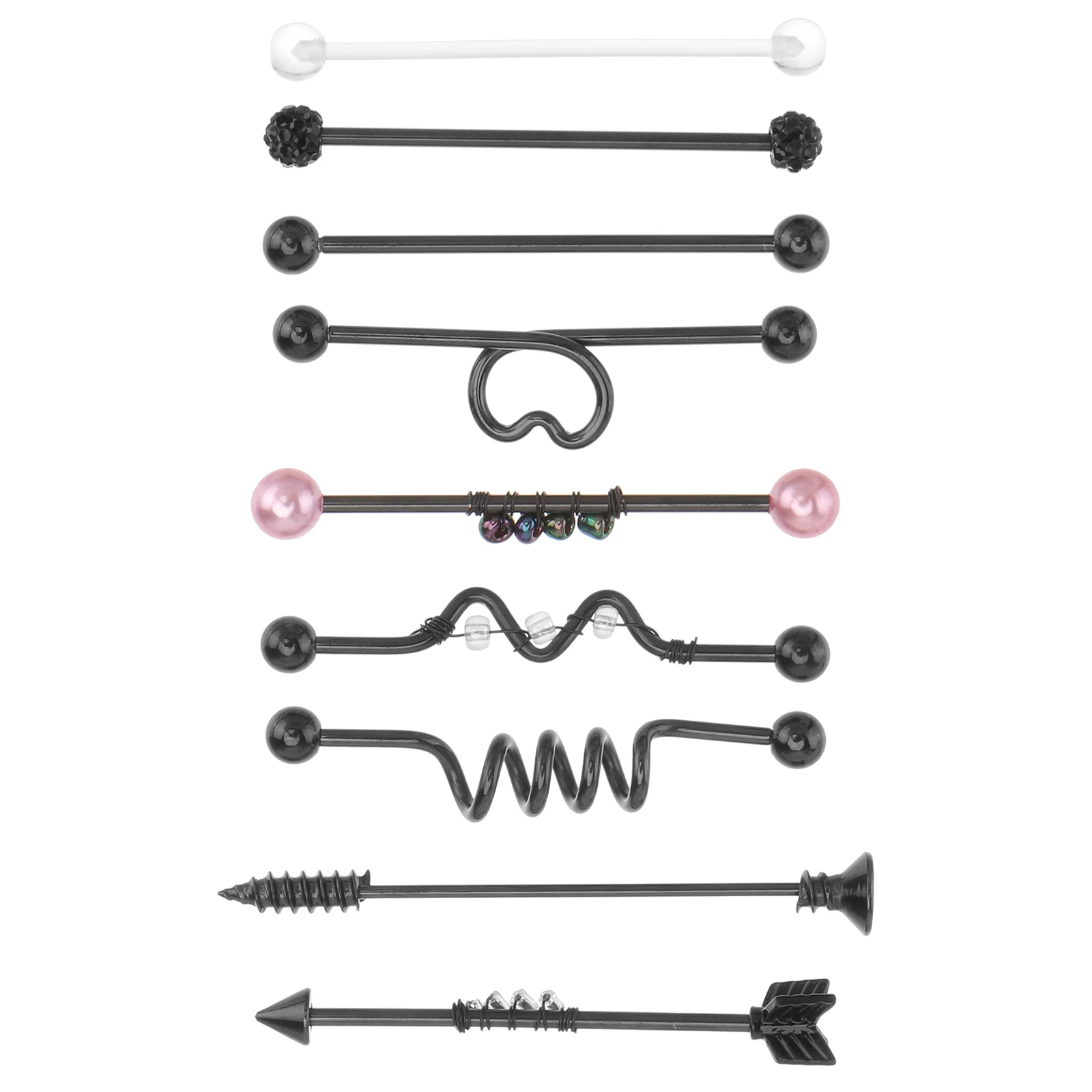 

9 Pcs Earring Set Stainless Steel Studs Helix Piercing Long Decor Spiral Ear Accessories Durable Comfortable Party Gift