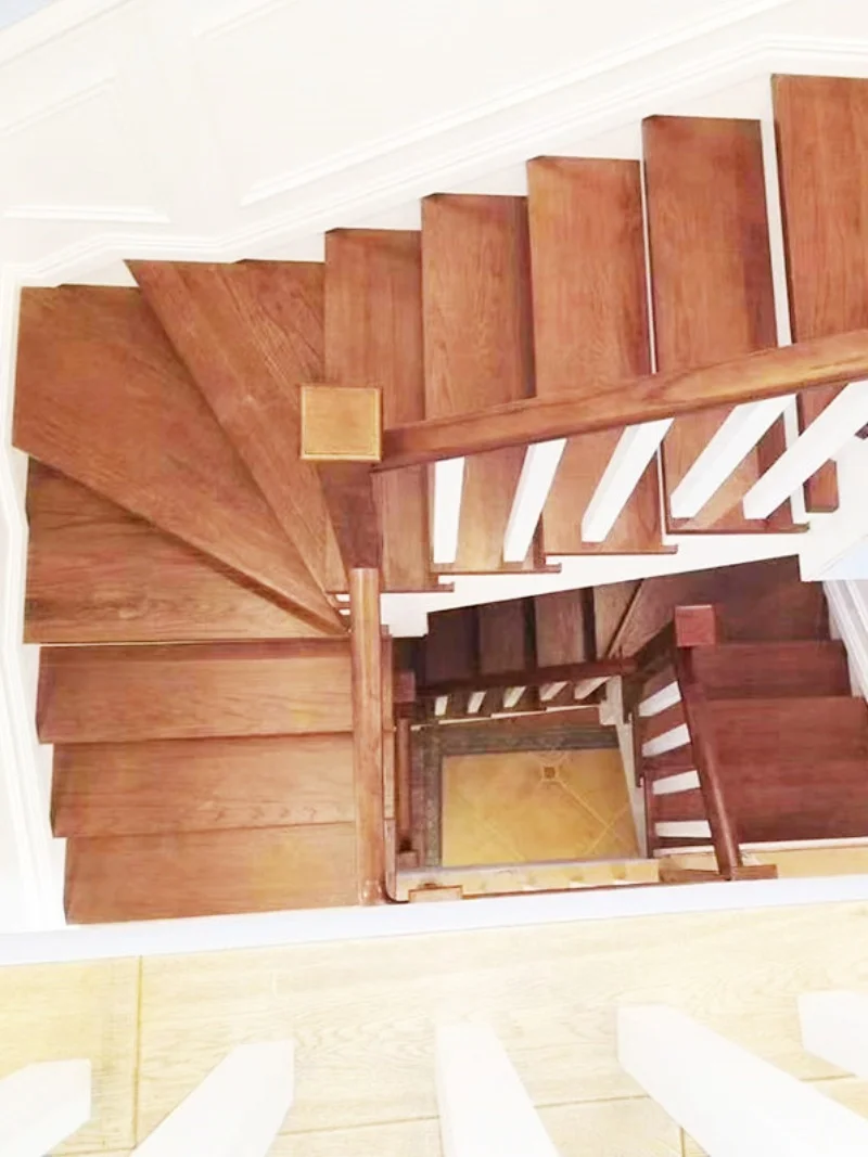 Solid wood staircase railing handrail foreign house loft duplex villa