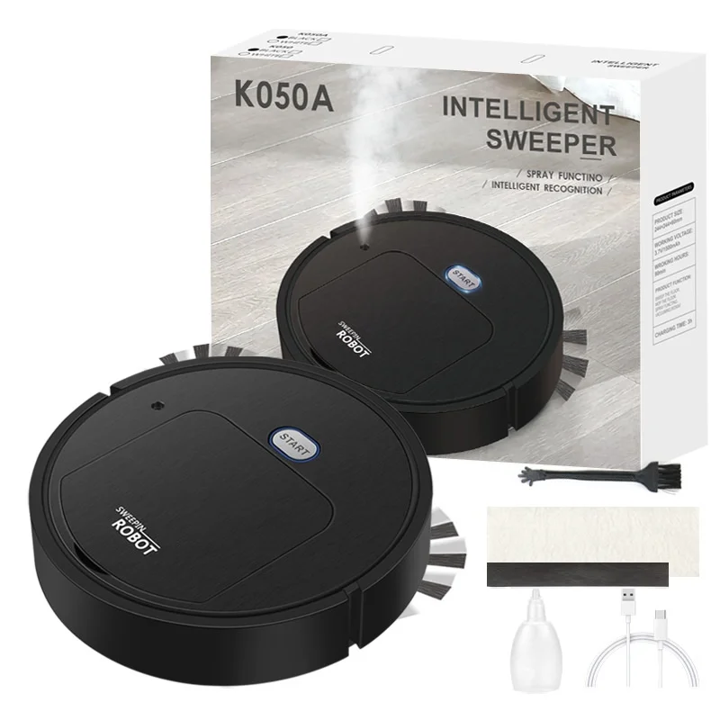 

4-in-1 Robot Vacuum Cleaner Wet/Dry Spraying Sweeping Features EU/US LDN Compatible HEPA Filter USB for Household Garage Use