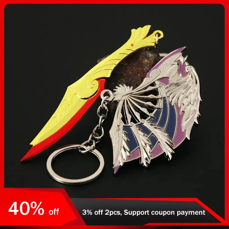 

9cm Valorant Weapon Model Keychain Ignite Fan Flaming Phoenix Fan Keyrings Toy Sword Cosplay Kids Toy Gifts for Boys Pendants