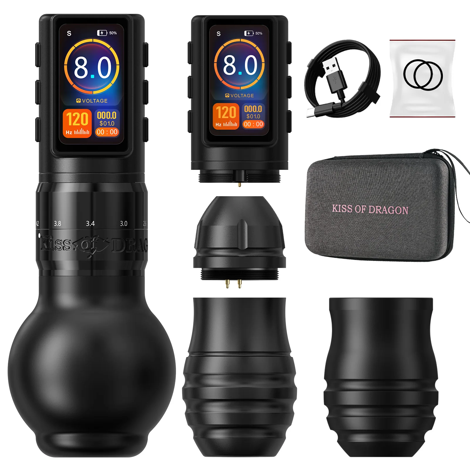 

T-Rex Wireless Tattoo Machine Adjustable Stroke 2.2-4.2mm with 2000mAh Battery Capacity LCD Screen Battery Makeup Pen For Tattoo