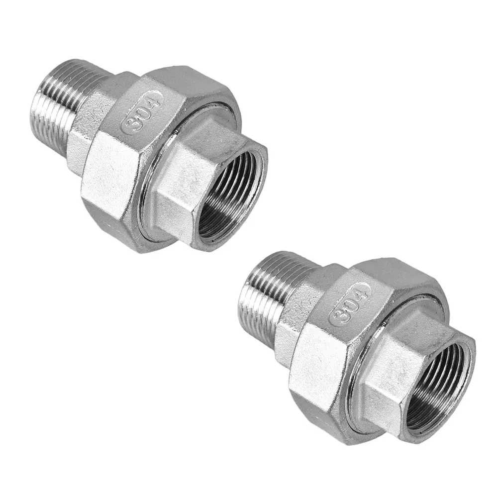 2pcs 304 Stainless Steel Threaded Connector Supporting Multiple Nominal Diameters for Flexible Deployment in Industrial Settings