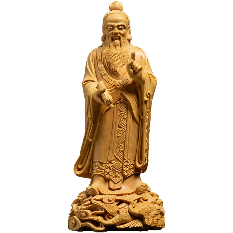 Laozi & Confucius Grandeur Tribute, Exquisite Wooden Statues, A Fusion of Philosophical Wisdom and Artistic