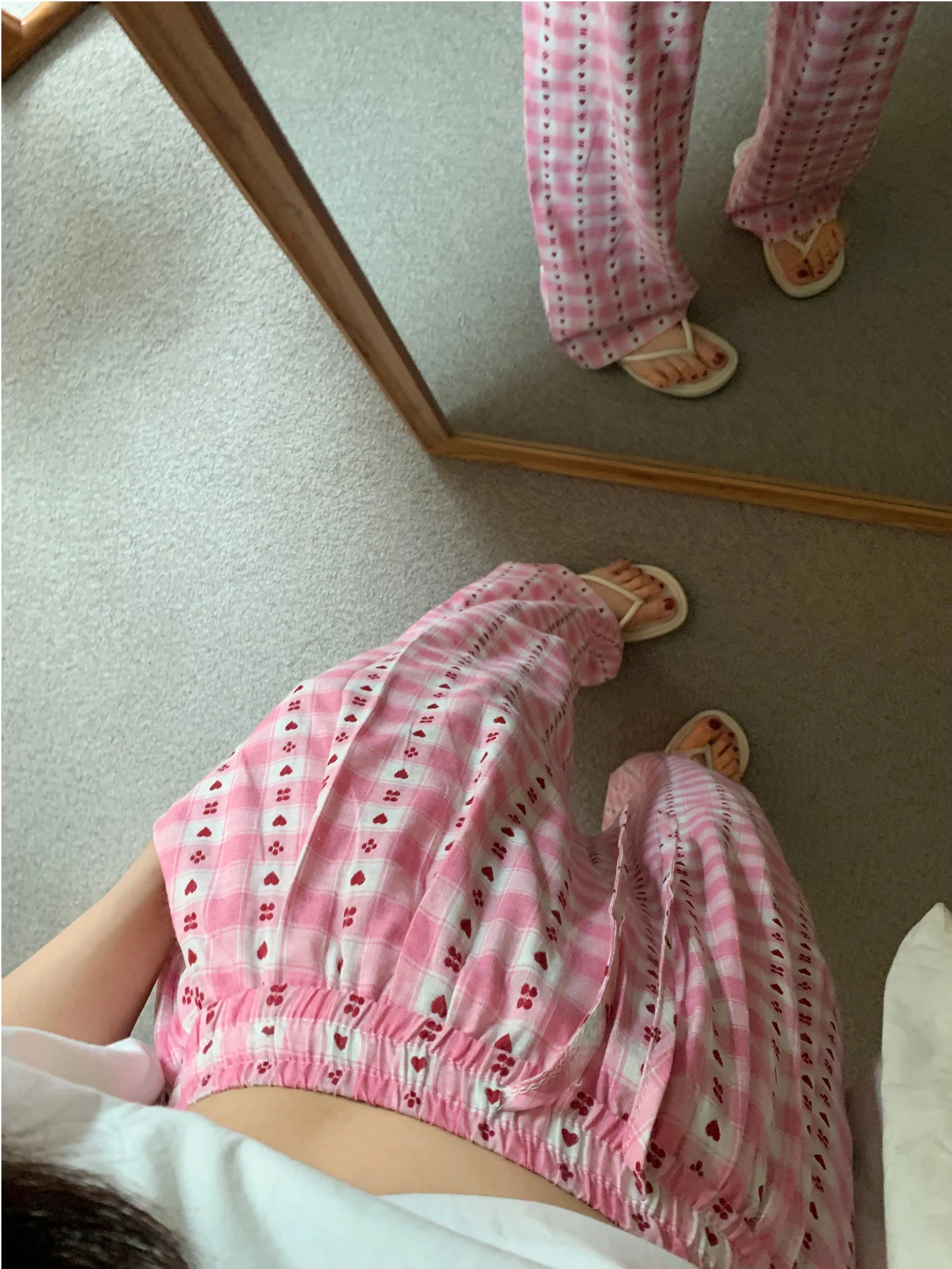 

Women's Summer Thin Wide Leg Pants Drapey Casual Heart Patterned Striped Long Pants Korean Style Commute Fashion Polyester Fiber