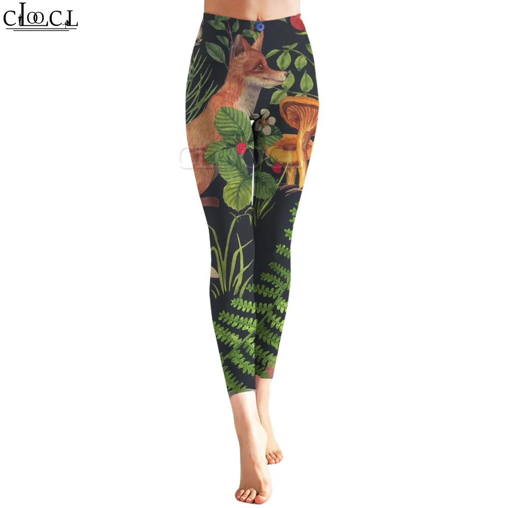 CLOOCL-mallas hawaianas para mujer, pantalones informales con estampado 3D de animales bonitos de jungla, pantalones de Yoga elásticos para entrenamiento de gimnasio