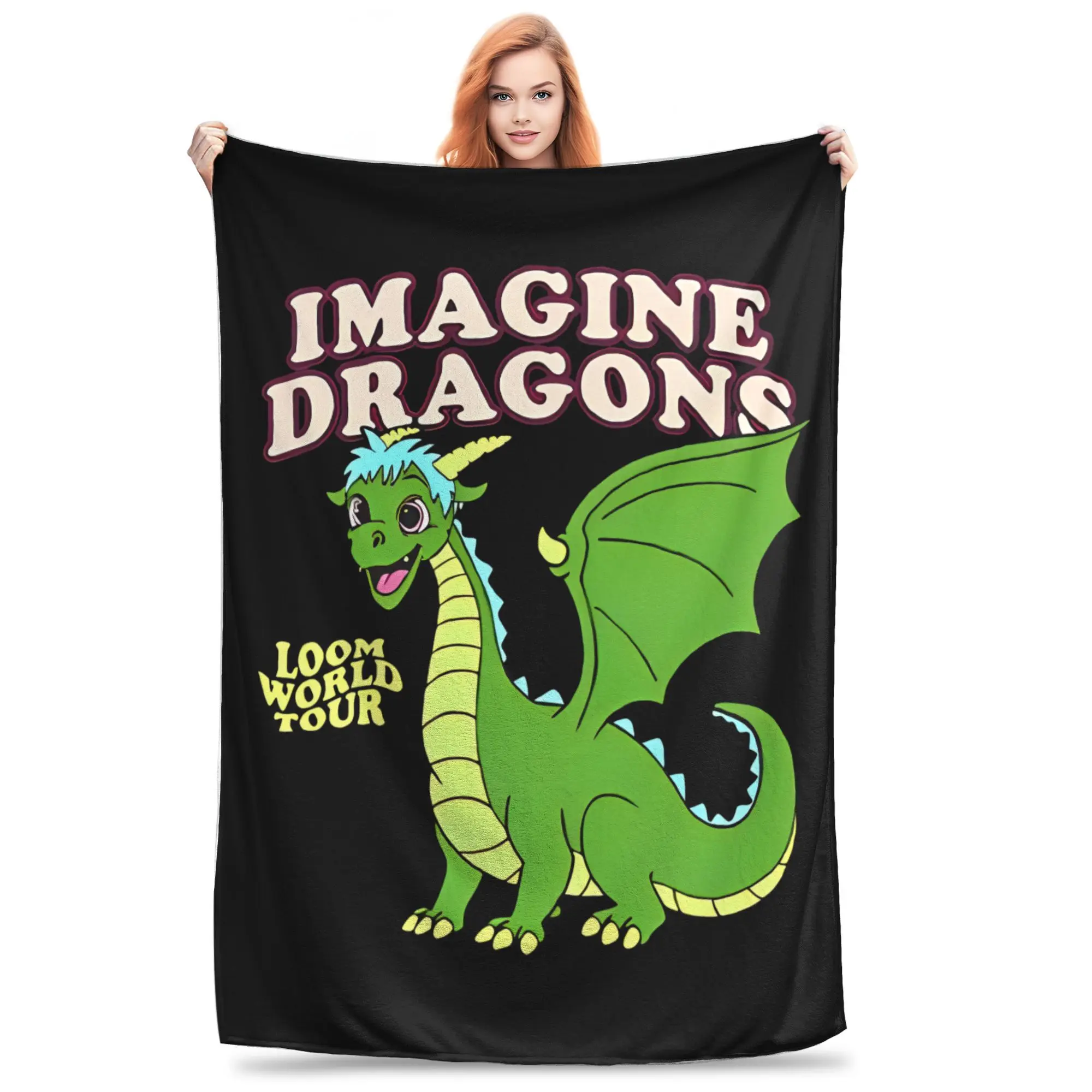 

Одеяло с героями мультфильмов Imagine Dragons Loom World Tour, бархатное легкое одеяло для спальни, дивана, спальни, одеяло