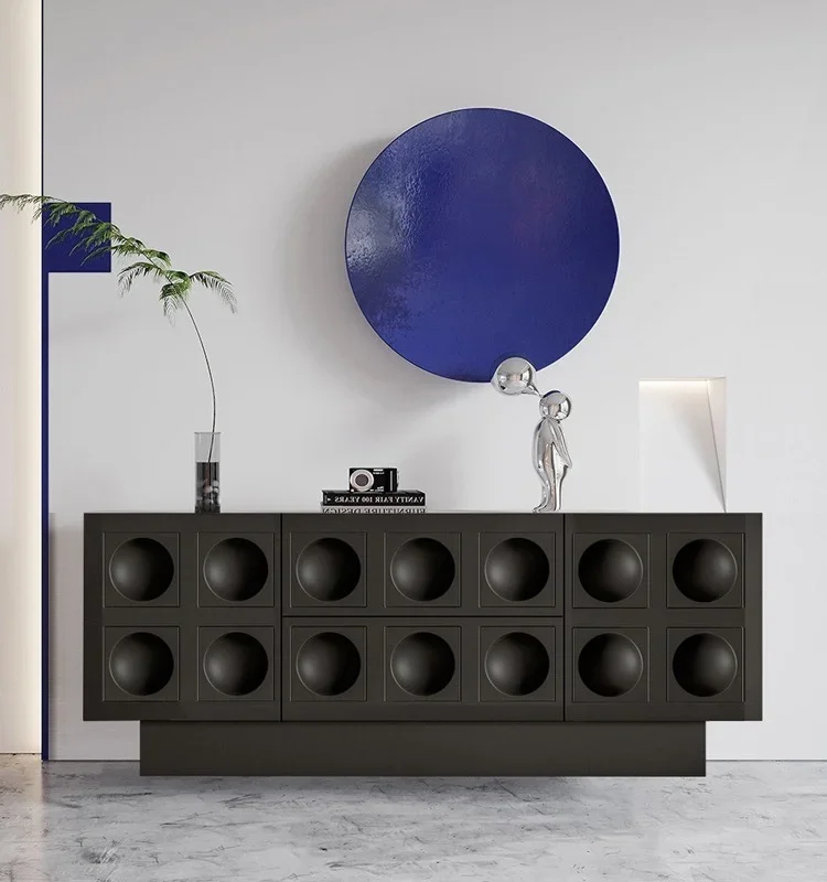 خزانة جانبية لتناول الطعام باللون الأسود بتصميم كلاسيكي فرنسي إيطالي حديث وخفيف فاخر وحدة خزانة باب راقية وتصميم خزانة جانبية مخصصة