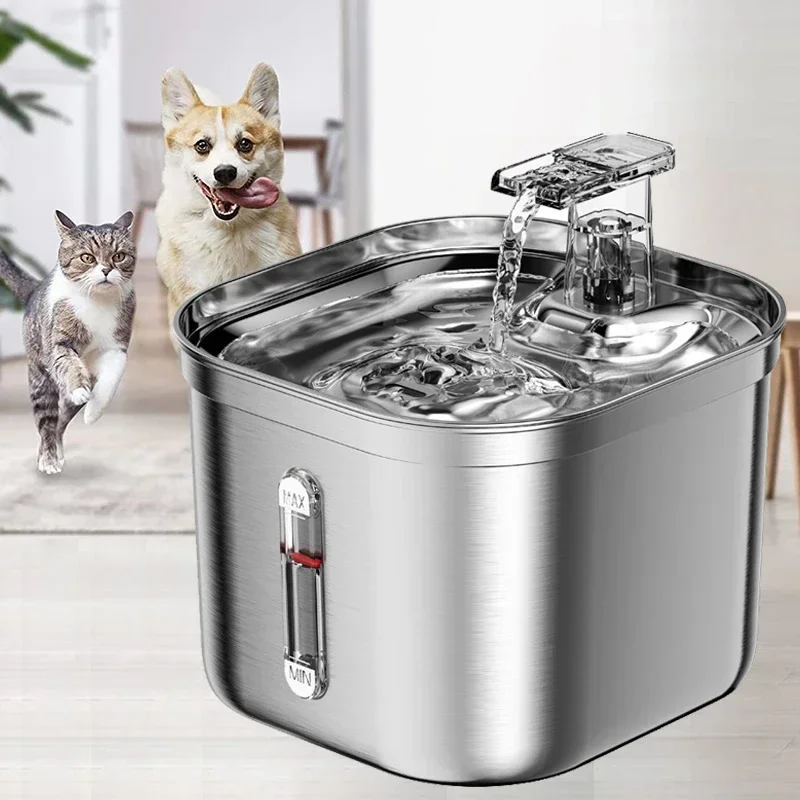 

Stainless Running Dispenser Pets Steel Transparent With Drinking Water Motion Filter Drinker Auto Sensor Cats Cat Fountain