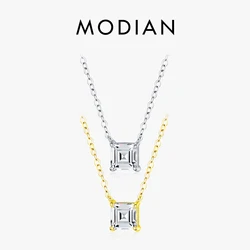 Modian Real 925 Sterling Silver Square Emerald cut Clear CZ Classic Necklace Pendant For Women Wedding Charm Fine Jewelry 2020