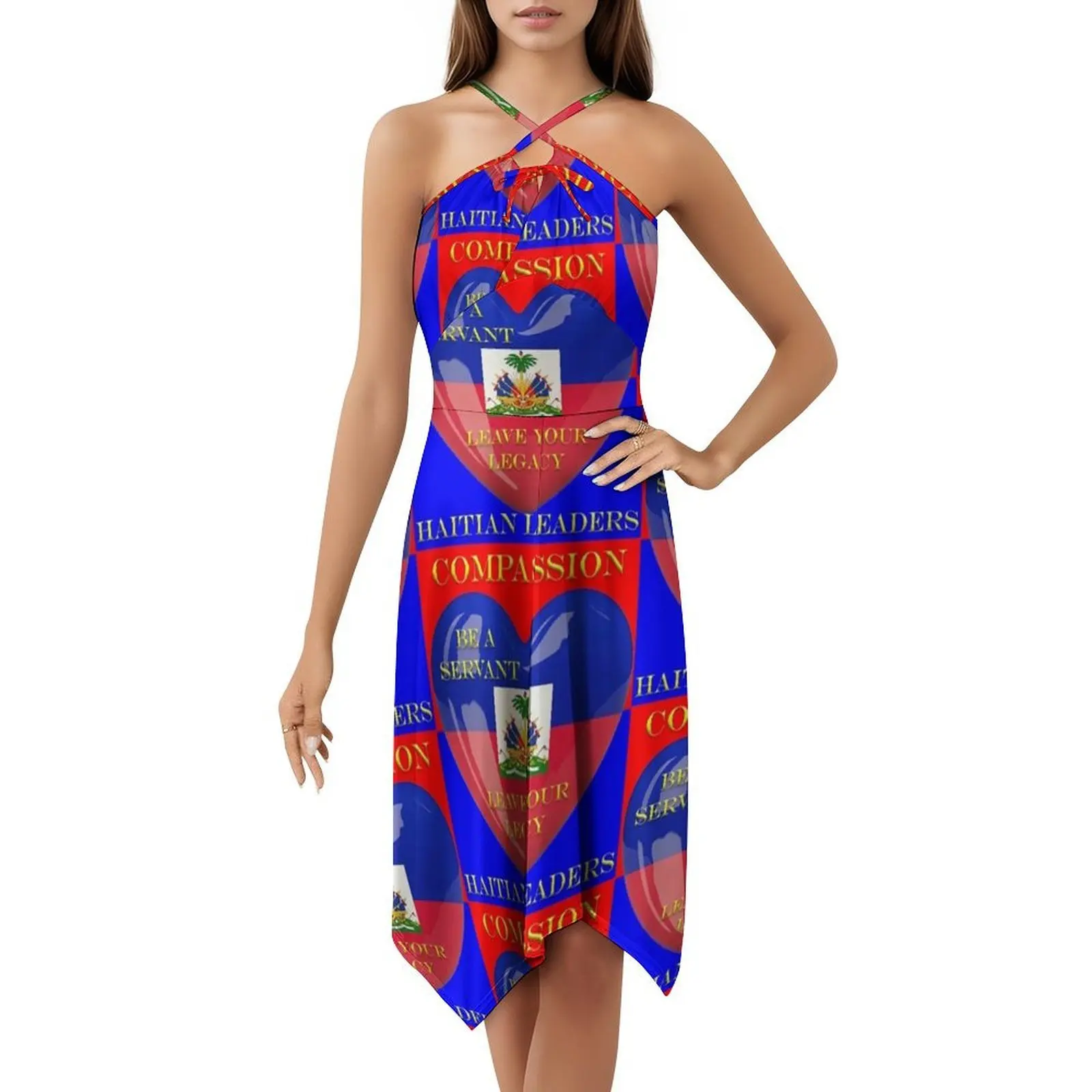 الرحمة قادة الهايتية البوهيمي بلا أكمام فستان متعدد الطباعة شاطئ عطلة فستان حفلة الرحمة القادة الهايتية هايتي #5