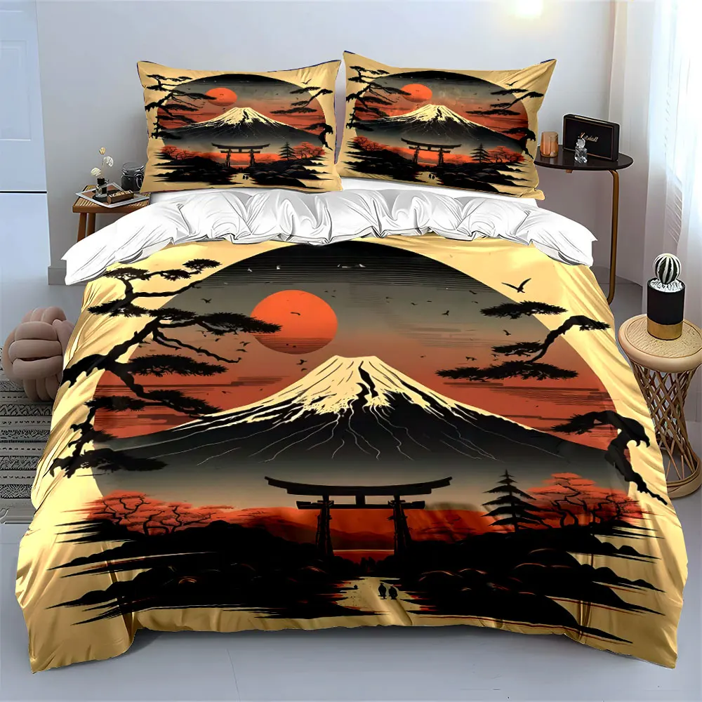 

"Japanese Landscape Decor Set" Bedding Set with 1 Duvet Cover 2 Pillowcases Single Double King Queen, Gift